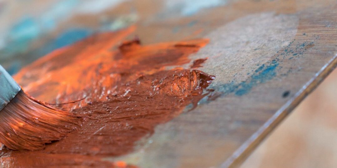 Closeup of brush and palette.